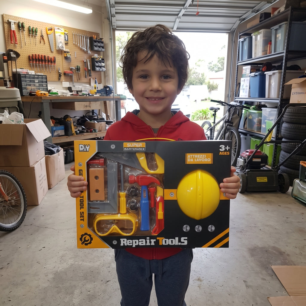 Kids DIY Pretend Play General Tool & Construction Set with Hard Hat