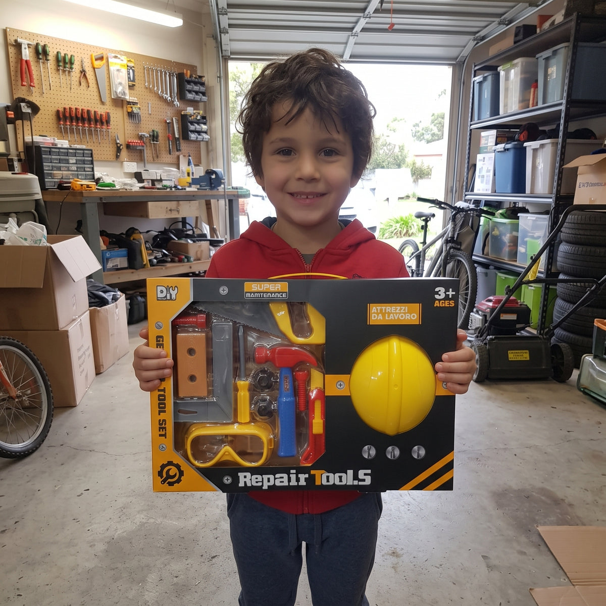 Kids DIY Pretend Play General Tool & Construction Set with Hard Hat