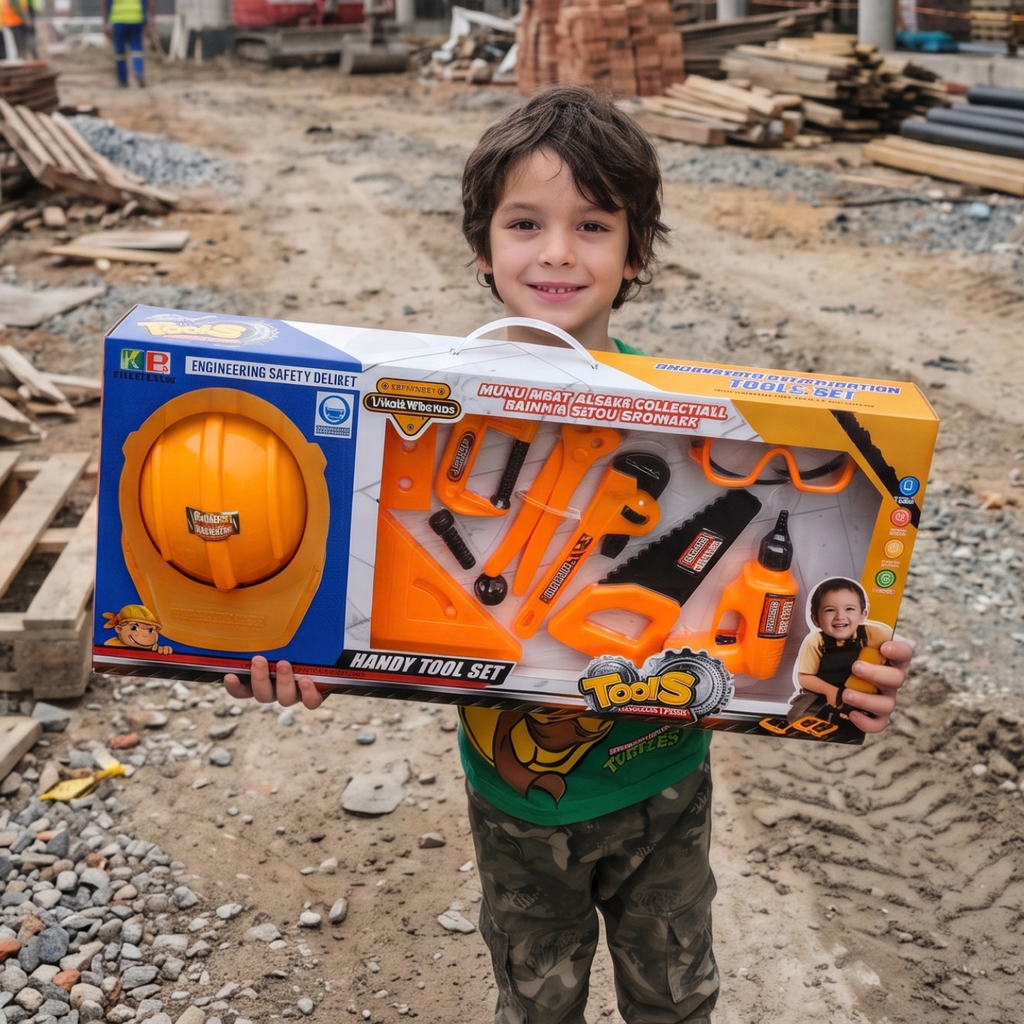 Kids Simulation Tool Set with Toy Drill & Hard Hat