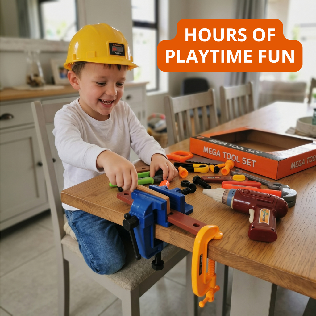 Kids Workshop Mega Tool Set - Comprehensive Pretend Play Construction Tools