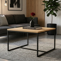 Kimberley Square Coffee Table - Black Frame - Woodgrain Top - Scene