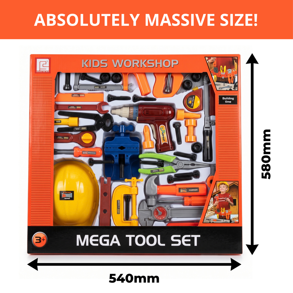 Kids Workshop Mega Tool Set - Comprehensive Pretend Play Construction Tools