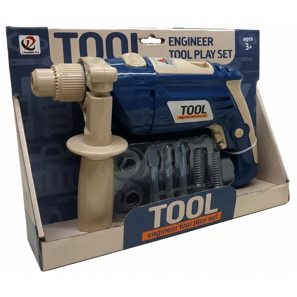 Kids Working Electric Drill Simulation Toy - Realistic 11-Piece Set