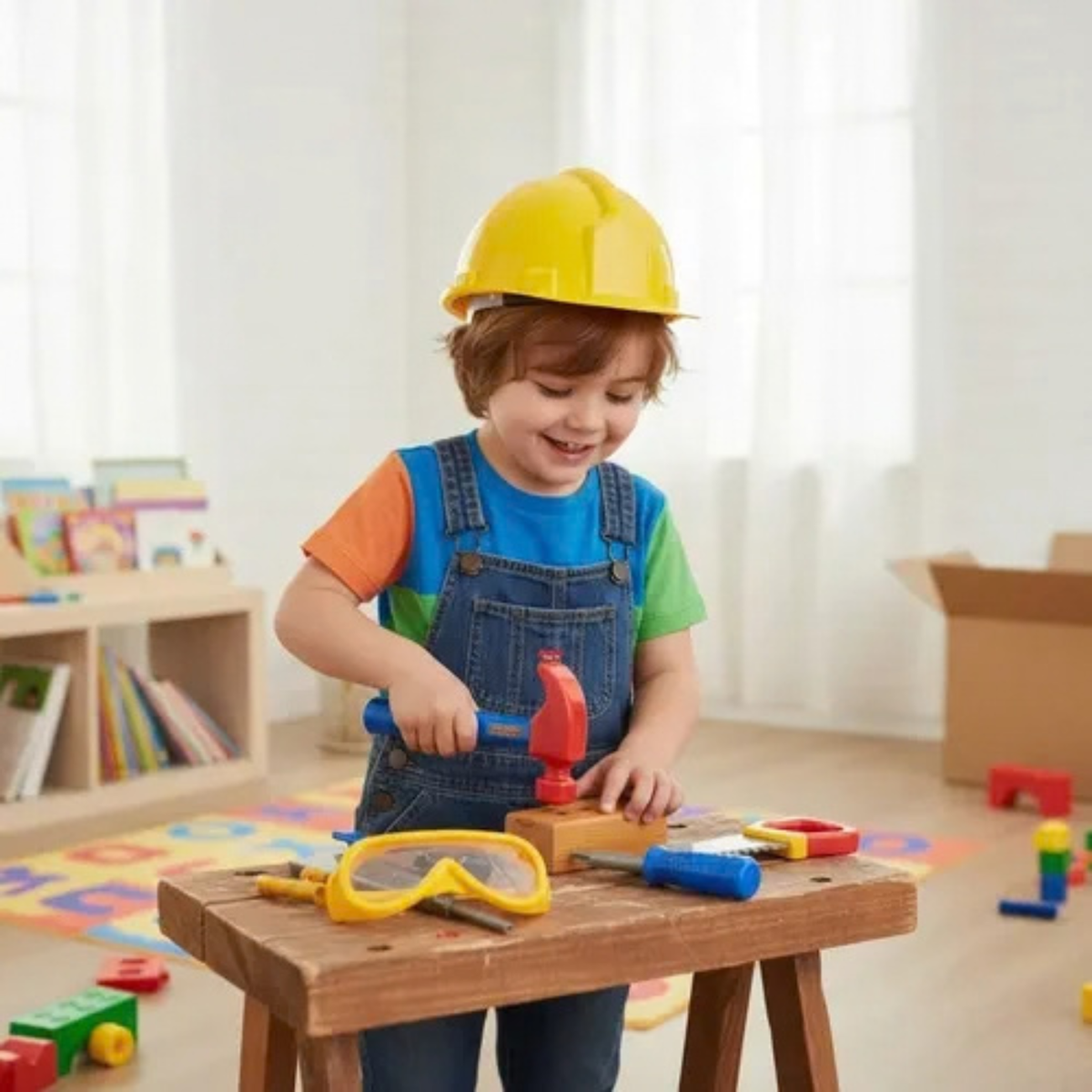 Kids DIY Pretend Play General Tool & Construction Set with Hard Hat