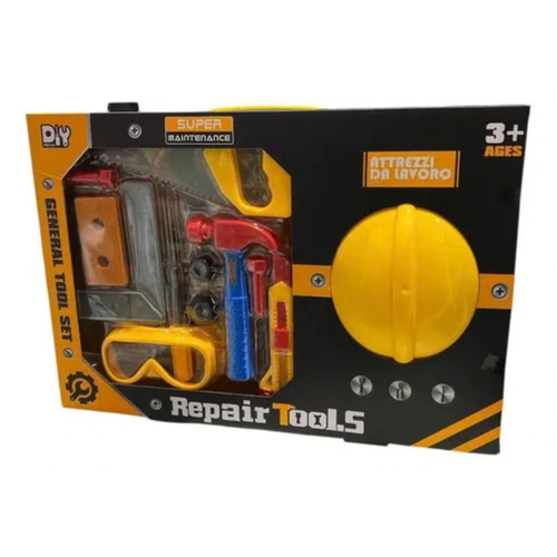 Kids DIY Pretend Play General Tool & Construction Set with Hard Hat