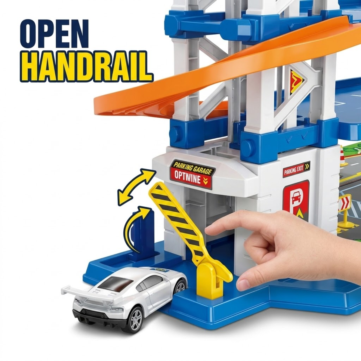 Street Convoy 64-Piece Multi-Level Police Station Parking Garage Playset with Die-Cast Cars, Interactive Elevator, Lights & Spiral Track