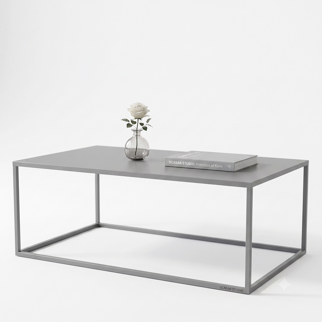 Scarab Emelyn Rectangular Coffee Table, Fully Assembled Powder Coated Steel Minimalist Living Room Furniture
