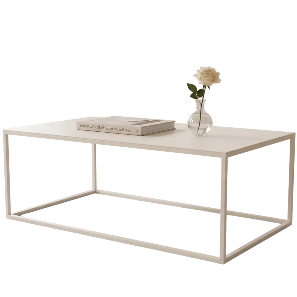 Scarab Emelyn Rectangular Coffee Table, Fully Assembled Powder Coated Steel Minimalist Living Room Furniture