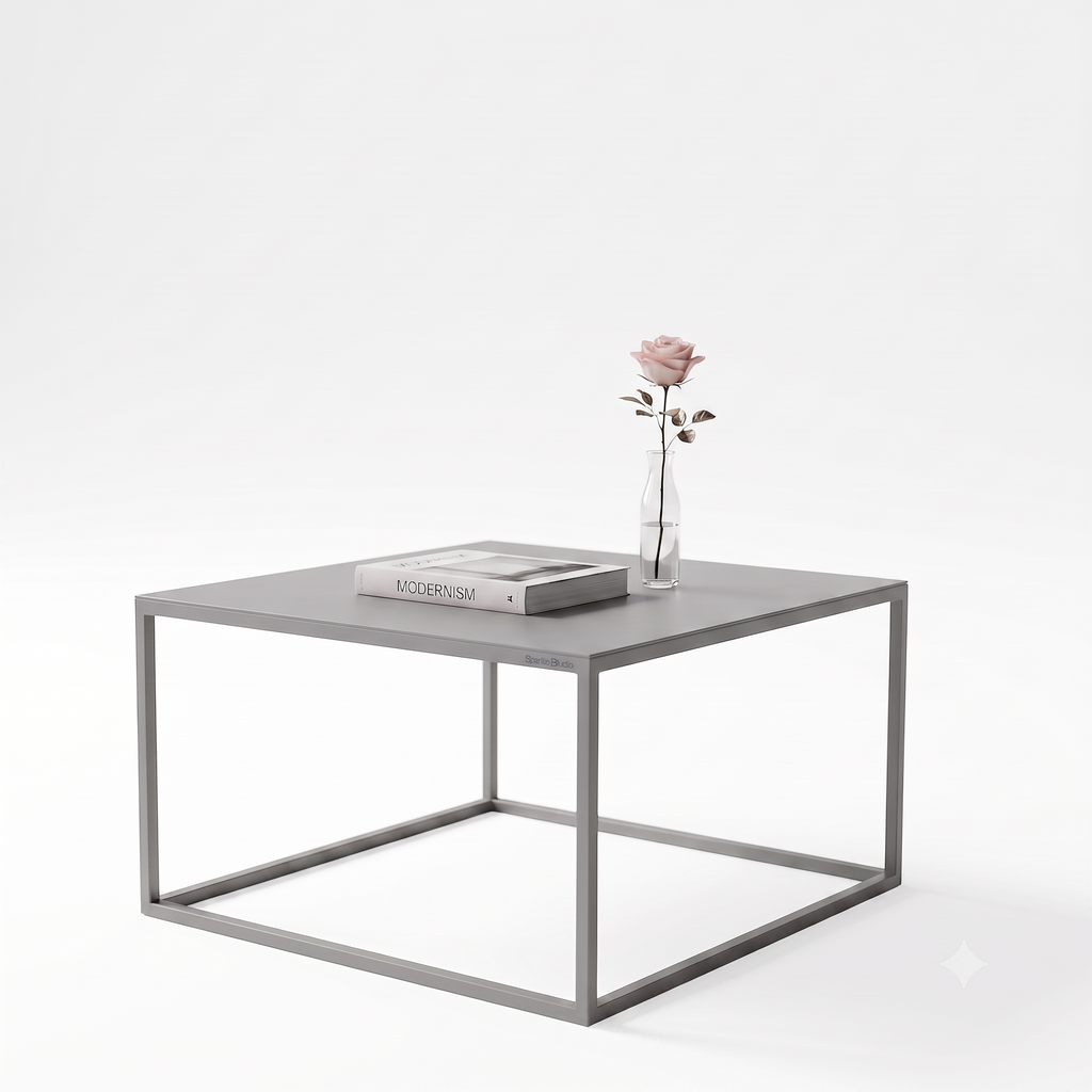 Scarab Emelyn Square Coffee Table, Fully Assembled Powder Coated Steel Minimalist Living Room Furniture