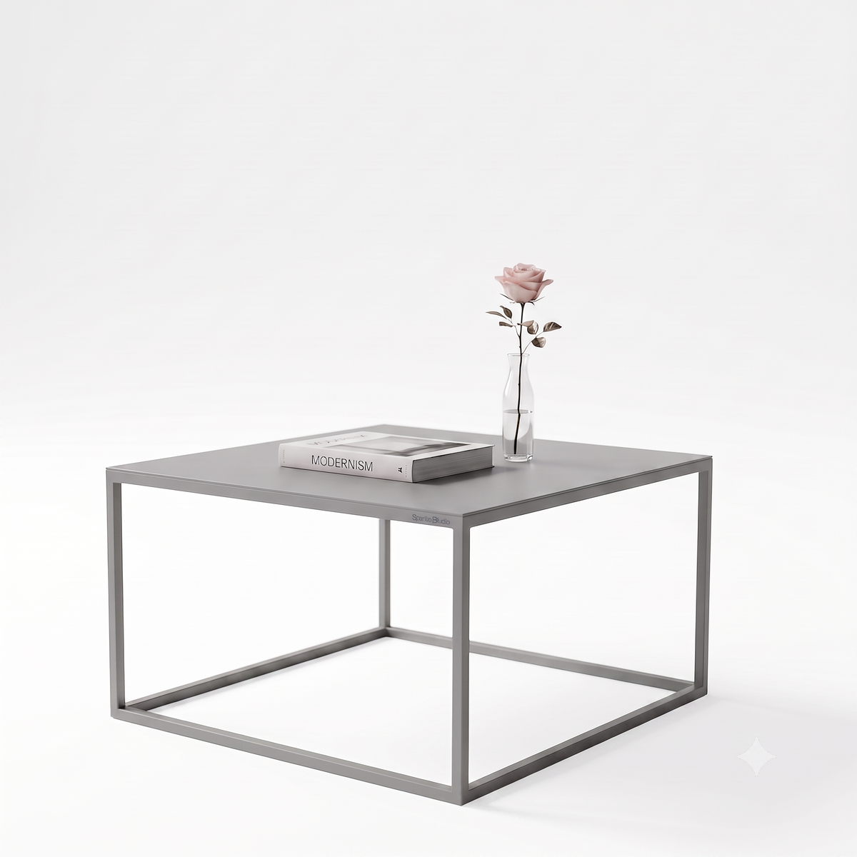 Scarab Emelyn Square Coffee Table, Fully Assembled Powder Coated Steel Minimalist Living Room Furniture