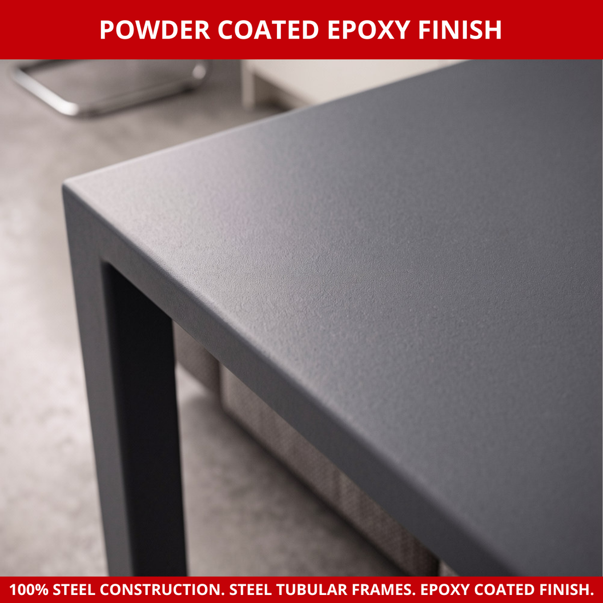 Scarab Emelyn Square Coffee Table, Fully Assembled Powder Coated Steel Minimalist Living Room Furniture