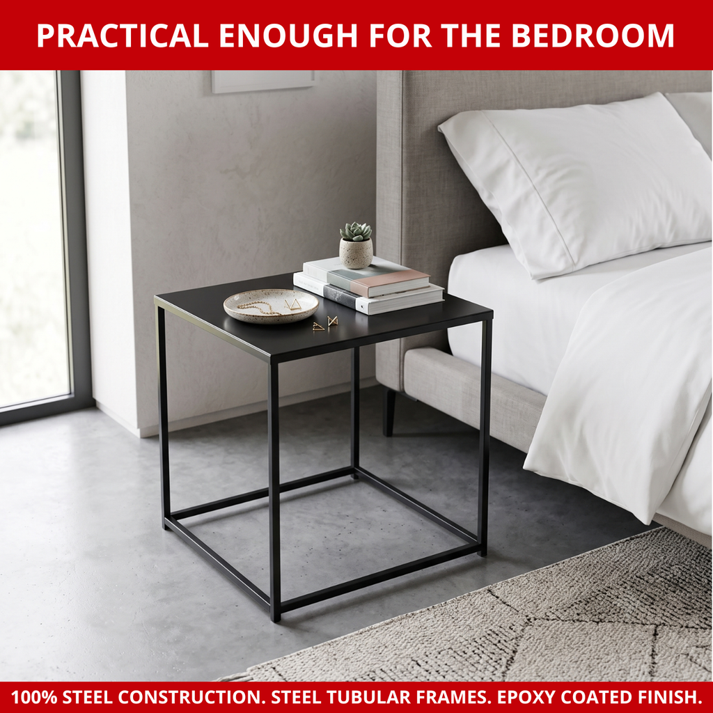 Scarab Emelyn Side Table, Fully Assembled Powder Coated Steel Minimalist Living Room & Bedroom Furniture