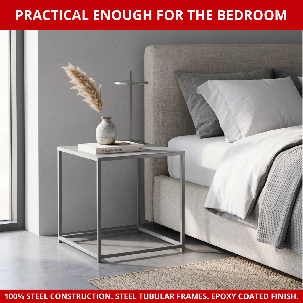 Scarab Emelyn Side Table, Fully Assembled Powder Coated Steel Minimalist Living Room & Bedroom Furniture